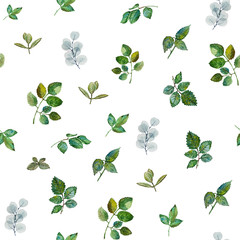 Watercolor hand painted seamless pattern. Romantic floral background perfect for fabric textile, vintage paper or scrapbooking