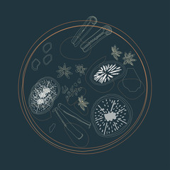 Silhouette pot with mulled wine and spices