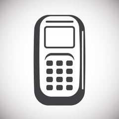 Pos terminal icon on background for graphic and web design. Simple illustration. Internet concept symbol for website button or mobile app.