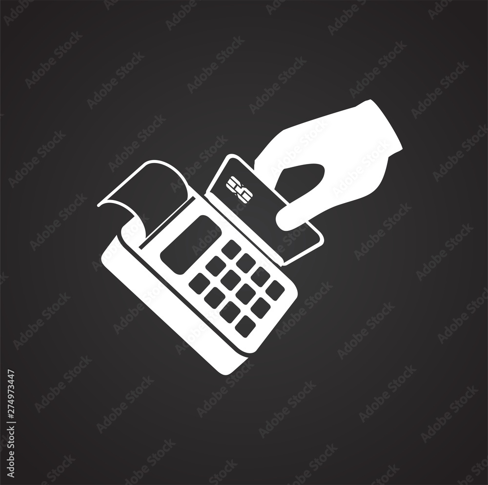 Poster pos terminal icon on background for graphic and web design. simple illustration. internet concept sy