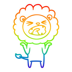 rainbow gradient line drawing cartoon lion