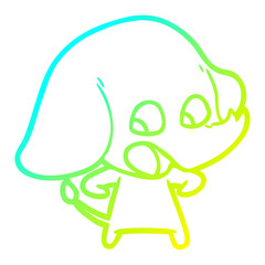 cold gradient line drawing cute cartoon elephant