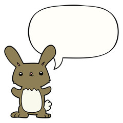 cute cartoon rabbit and speech bubble