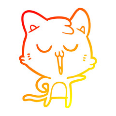 warm gradient line drawing cartoon cat singing