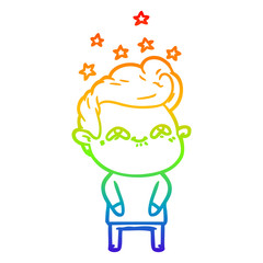 rainbow gradient line drawing cartoon excited man