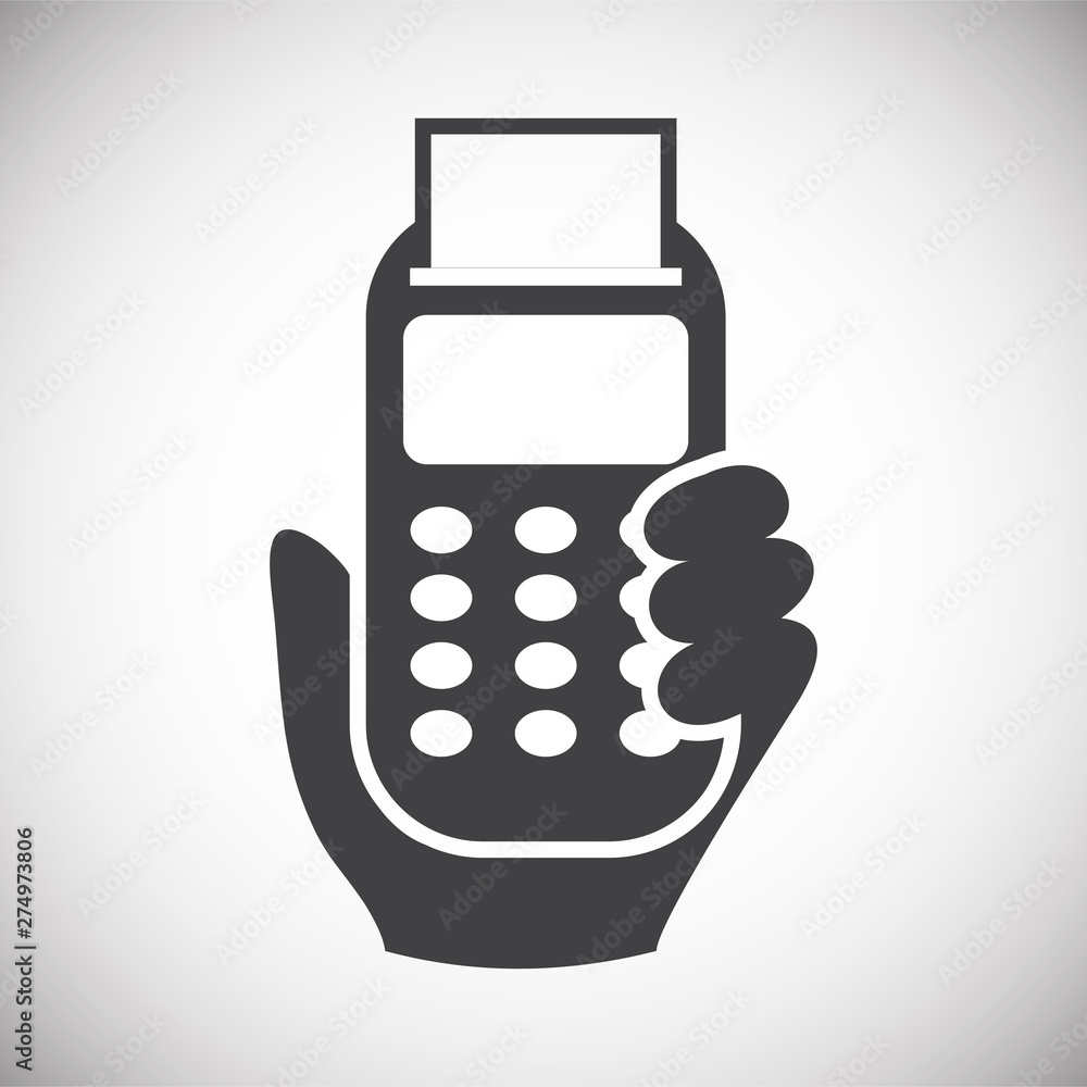 Poster pos terminal icon on background for graphic and web design. simple illustration. internet concept sy