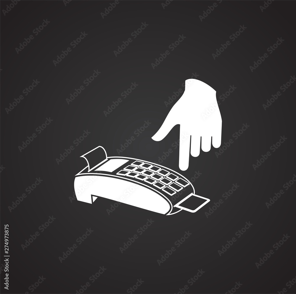 Poster pos terminal icon on background for graphic and web design. simple illustration. internet concept sy