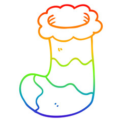 rainbow gradient line drawing cartoon christmas stocking