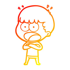warm gradient line drawing cartoon shocked man
