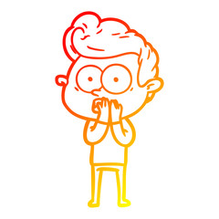 warm gradient line drawing cartoon staring man