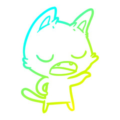 cold gradient line drawing talking cat cartoon