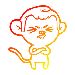 warm gradient line drawing cartoon annoyed monkey