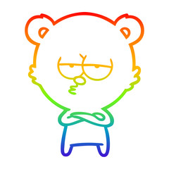 rainbow gradient line drawing bored bear cartoon