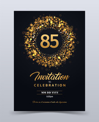 85 years anniversary invitation card template isolated vector illustration. Black greeting card template