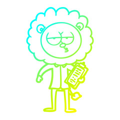 cold gradient line drawing cartoon bored lion manager