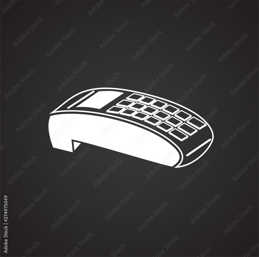 Poster pos terminal icon on background for graphic and web design. simple illustration. internet concept sy