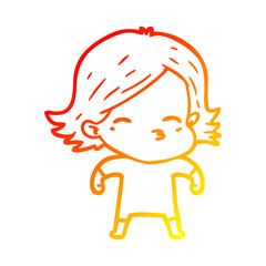warm gradient line drawing cartoon woman