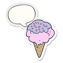 cartoon ice cream and speech bubble sticker