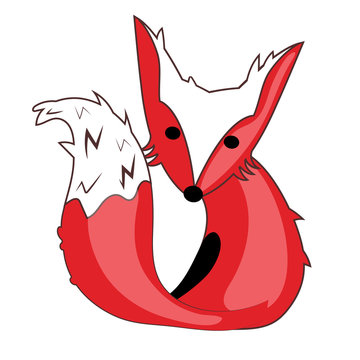 Isolated cartoon vector illustration. Bright orange fur, little foxy