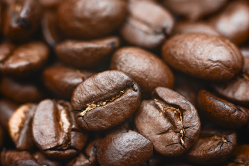 Mixture of different kinds of coffee beans. Coffee Background.