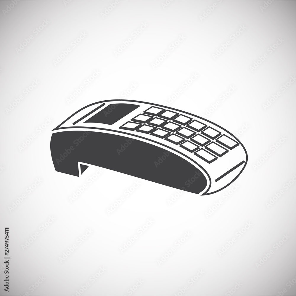 Poster pos terminal icon on background for graphic and web design. simple illustration. internet concept sy