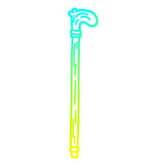 cold gradient line drawing cartoon walking stick