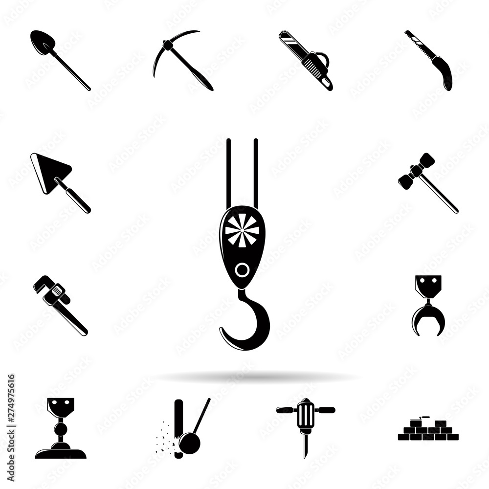Poster crane hook icon. universal set of construction tools for website design and development, app develop