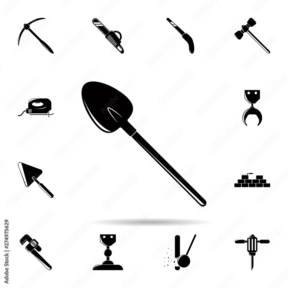 Poster shovel icon. universal set of construction tools for website design and development, app development