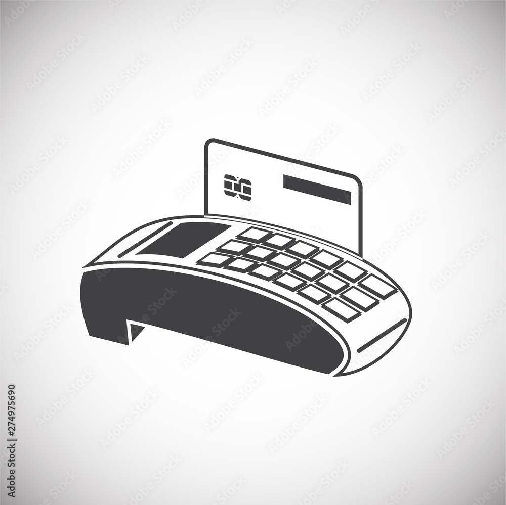 Poster pos terminal icon on background for graphic and web design. simple illustration. internet concept sy