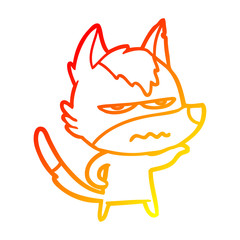 warm gradient line drawing cartoon annoyed wolf