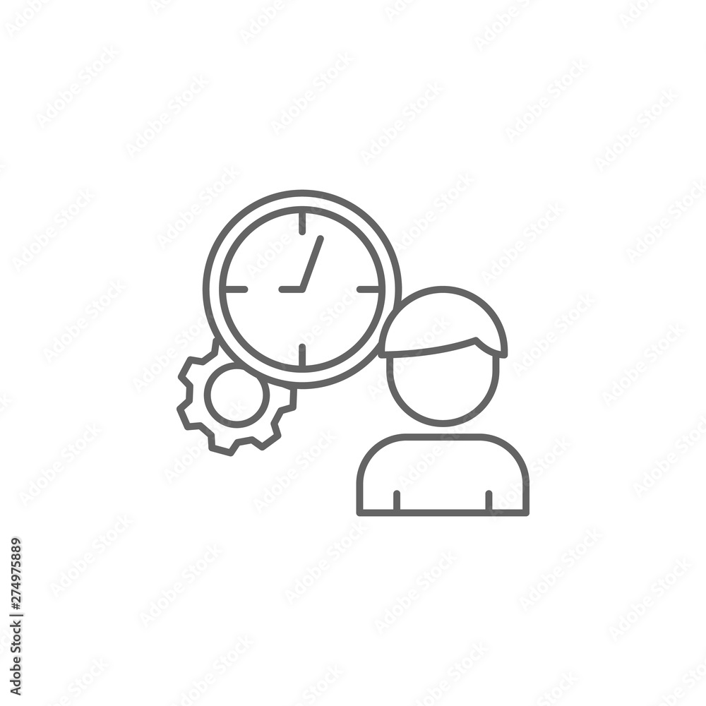 Poster worker, time management icon. element of time management icon. thin line icon for website design and