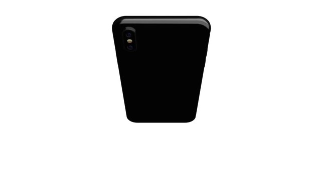 Green screen display of smartphone rotating around its axis.