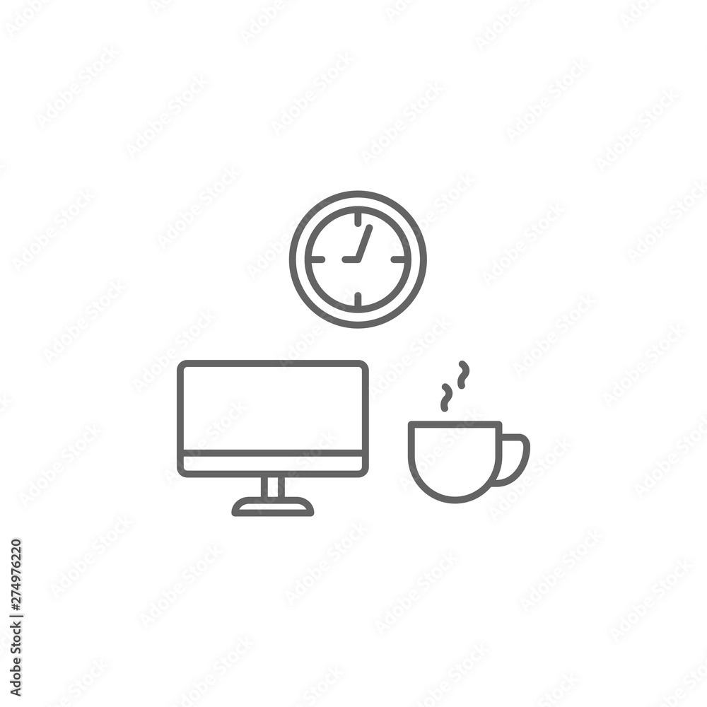 Poster bar graph, time management icon. element of time management icon. thin line icon for website design 