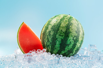 ripe fresh watermelon on ice - Powered by Adobe