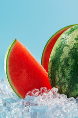 ripe fresh watermelon on ice