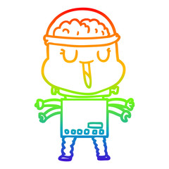 rainbow gradient line drawing happy cartoon robot