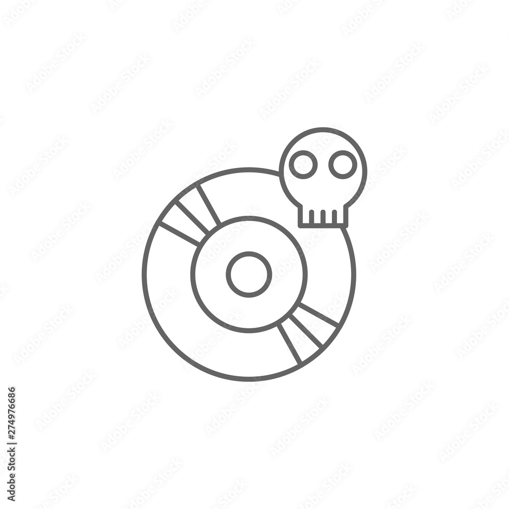 Poster disc, skull icon. element of cyber crime icon. thin line icon for website design and development, ap