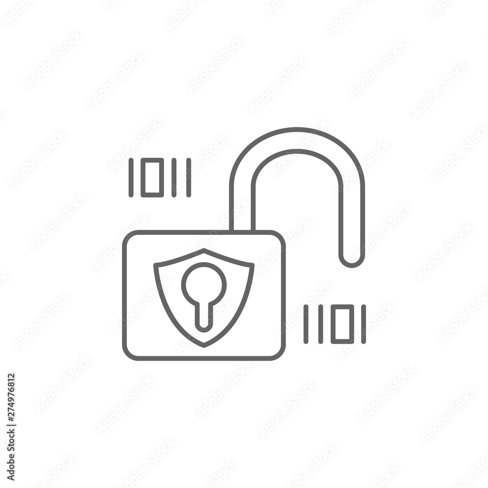 Poster lock, security icon. element of cyber crime icon. thin line icon for website design and development,
