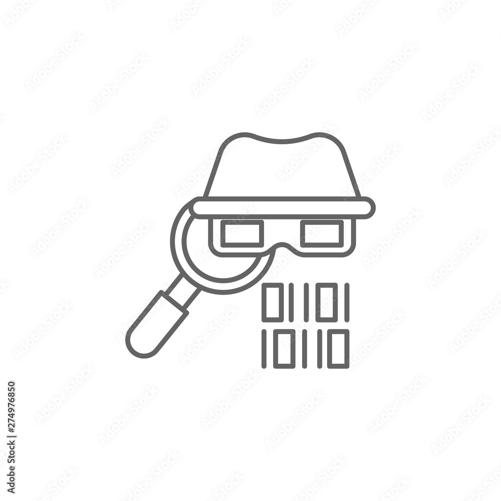 Poster spyware, hacker icon. element of cyber crime icon. thin line icon for website design and development