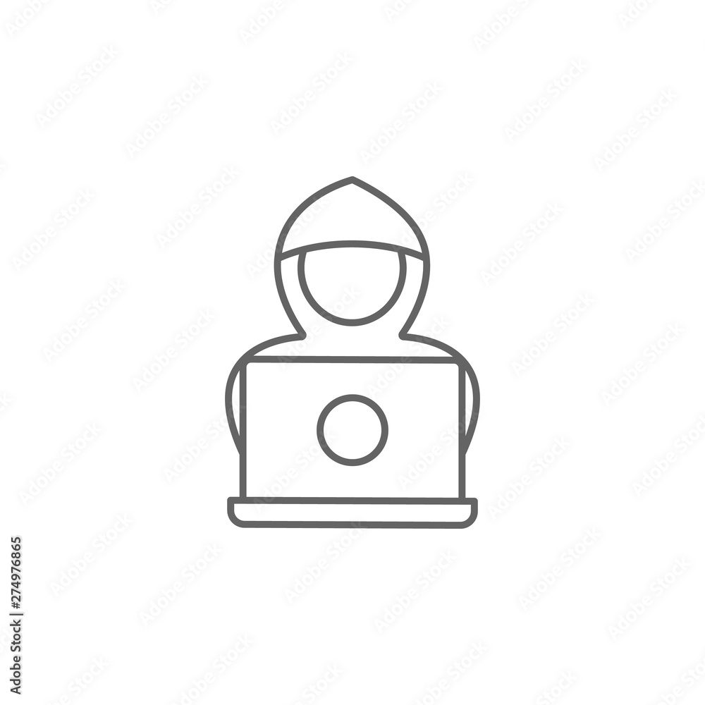 Poster hacker, criminal icon. element of cyber crime icon. thin line icon for website design and developmen