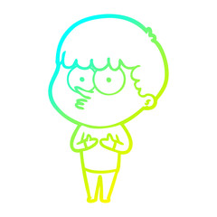 cold gradient line drawing cartoon curious boy