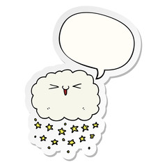 happy cartoon cloud and speech bubble sticker