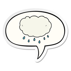 cartoon rain cloud and speech bubble sticker