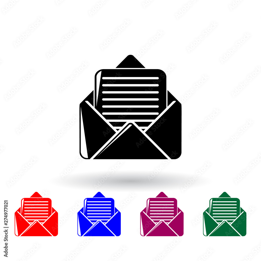Aufkleber letter with envelope multi color icon. elements of education set. simple icon for websites, web desi