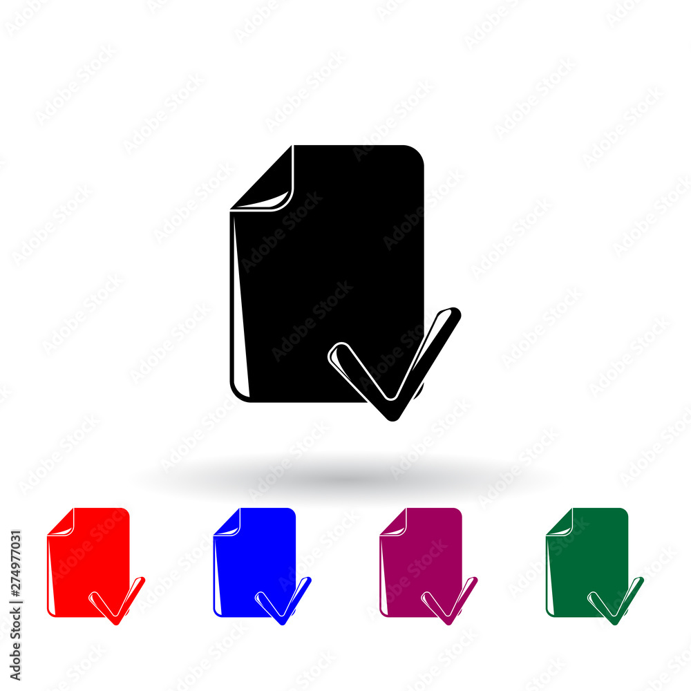 Poster checkmarked paper multi color icon. elements of education set. simple icon for websites, web design,