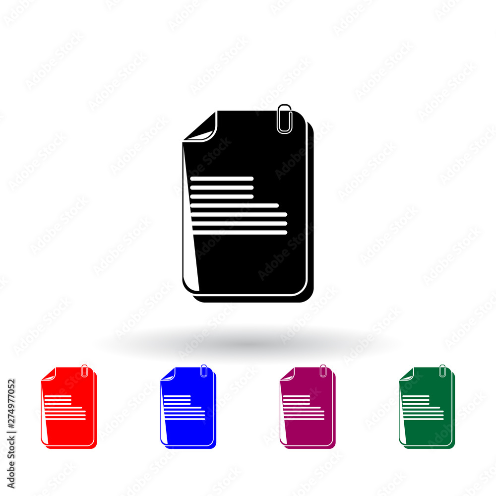 Poster stapled paper clip multi color icon. elements of education set. simple icon for websites, web design