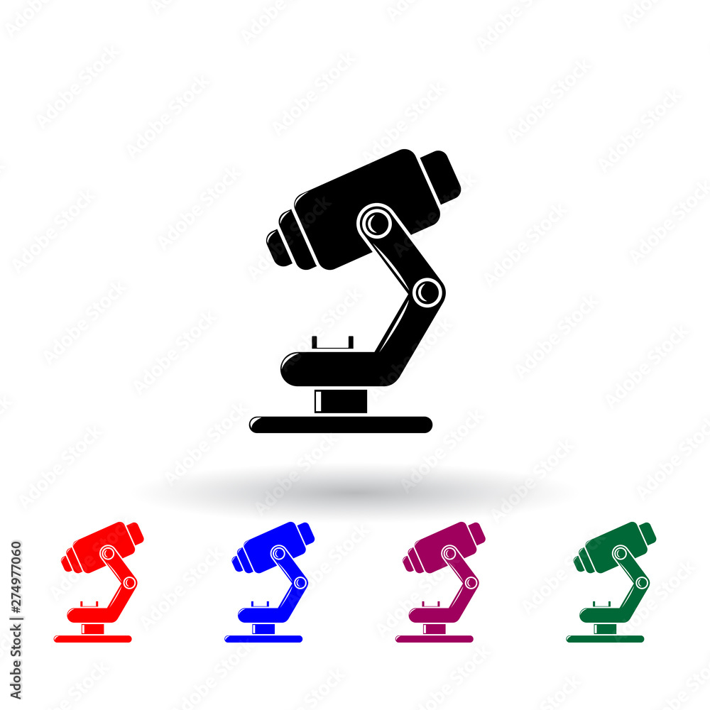 Poster microscope multi color icon. elements of education set. simple icon for websites, web design, mobile