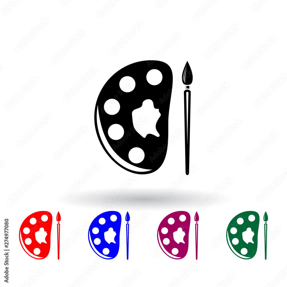 Poster palette and brush multi color icon. elements of education set. simple icon for websites, web design,