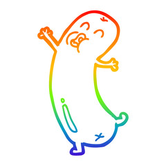 rainbow gradient line drawing cartoon dancing sausage