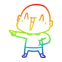 rainbow gradient line drawing happy cartoon bald man